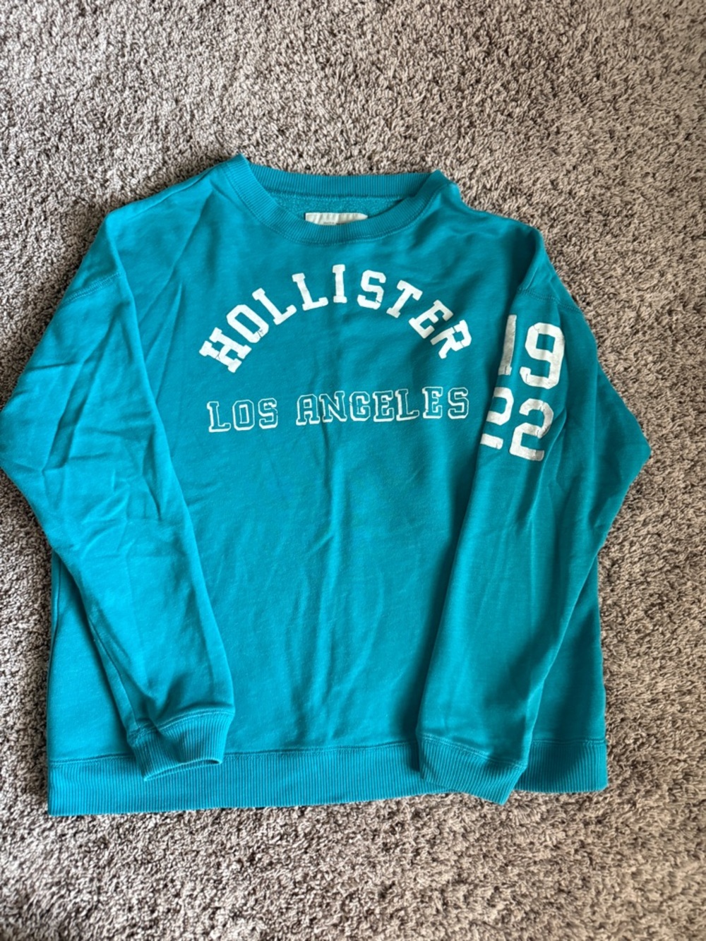 Hollister Teal Los Angeles Crewneck Sweatshirt with White Lettering Y2K